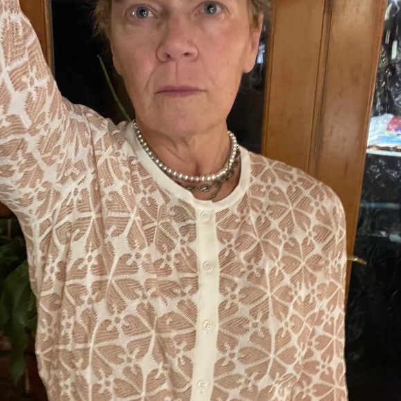 Alexander McQueen Elegant Lace Button-Up sweater- Cream and tan - Picture 7 of 8